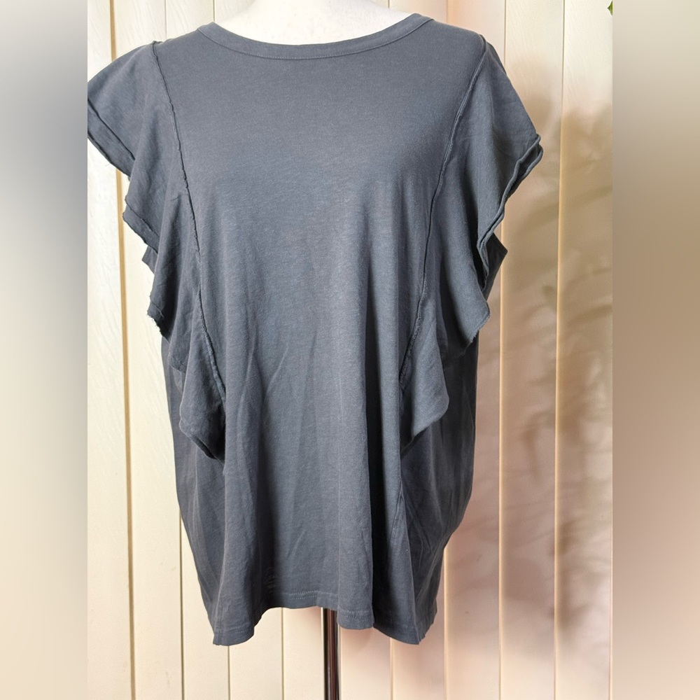 Aerie Women’s Flutter Sleeves T-Shirt Smoked Gray Size S